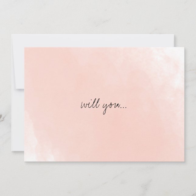 Einfach rosa Wasserfarbe wirst du meine Bridesmaid Einladung (Vorderseite)