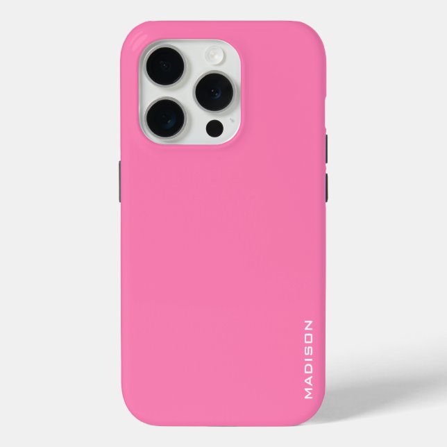 Einfach rosa, weißes Monogramm Case-Mate iPhone Hülle (Rückseite)