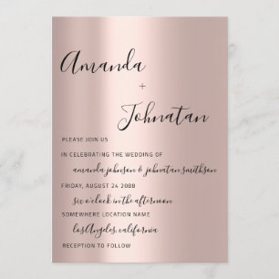 Einfach Rose Gold Hochzeitsmonogramm Einladung