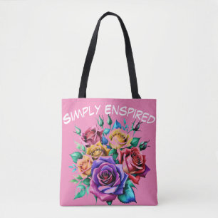 Einfach Rose mit Wasserfarbe Tote Tasche