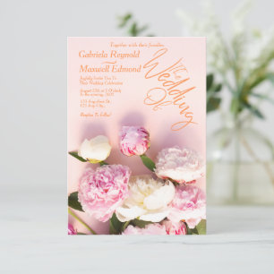 Einfach Rose Pink Peony Floral Wedding Einladung
