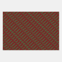 Einfach Rot Grün frohe Weihnachten aus Familiennam Geschenkpapier Set