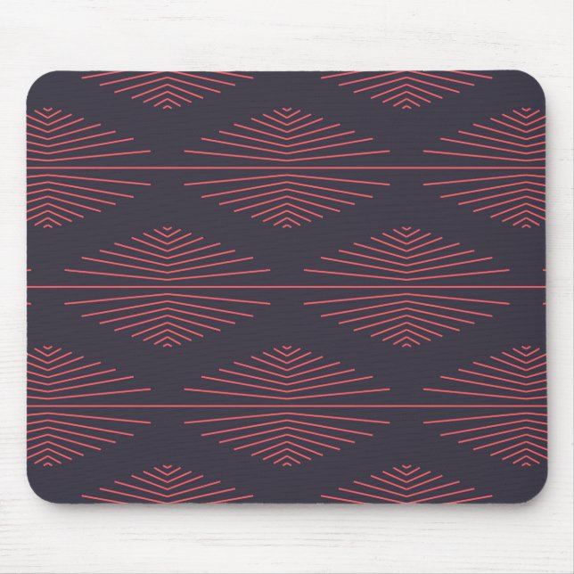 Einfach, rot, traditionelles Muster mit Linien Mousepad (Vorne)