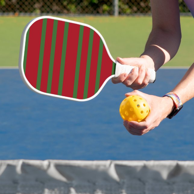 Einfach Rot und Grün Frohe Weihnachtsmuster Pickleball Schläger (InSitu)