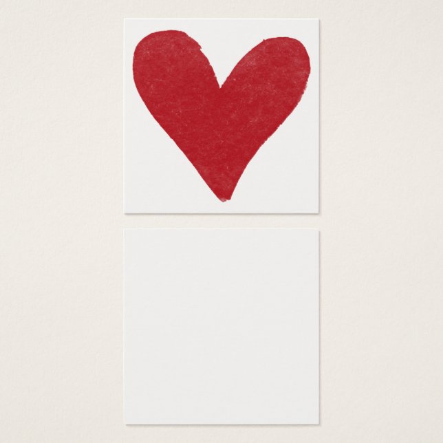 Einfach, rot, Wasserfarben Herz 05 Mitteilungskart (Vorne & Hinten)