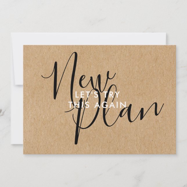 Einfach rustikaler neuer Plan ändern Datum verscho Save The Date (Vorderseite)