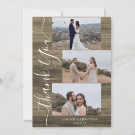 Einfach rustikales Holz Elegant Script 6 Fotos Hoc Dankeskarte