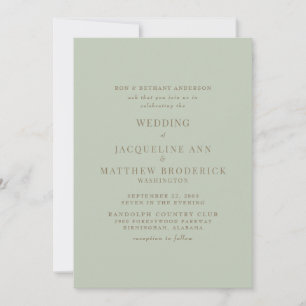 Einfach Sage Braut Eltern Gold Text Hochzeit Einladung