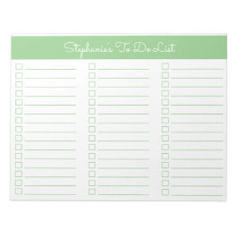 Einfach Sage Green 8,5x11 Dreispaltige Checkliste Notizblock