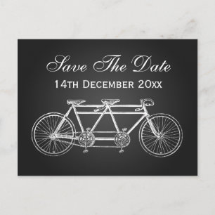 Einfach Save The Date Tandem Fahrrad Schwarz Ankündigungspostkarte