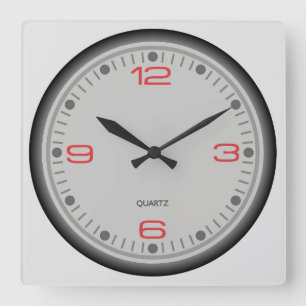 Einfach schattiertes Gerahmtes rotes Zeichen Quadratische Wanduhr