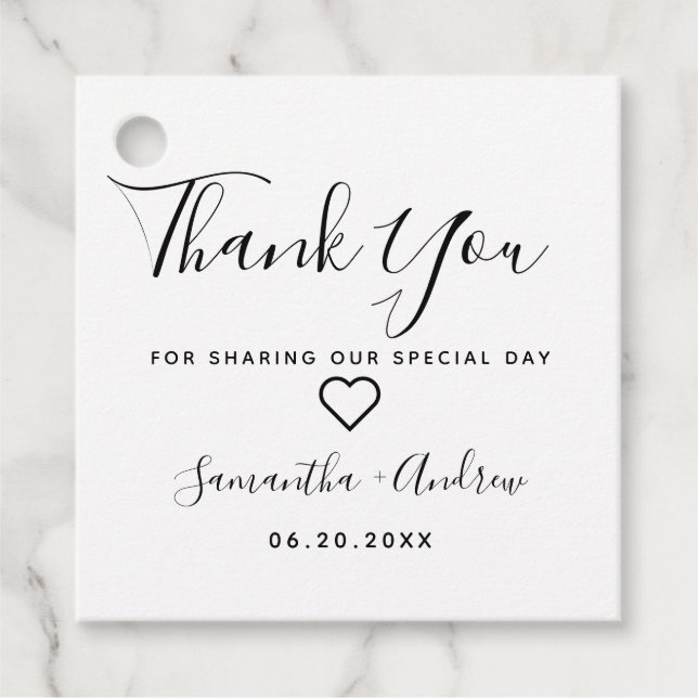 Einfach schick Schwarz-weiß, modern bedanken Sie s Geschenkanhänger (Vorderseite)