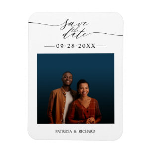 Einfach Schicke Hochzeits-Foto-Save-The-Date-Karte Magnet