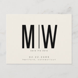 Einfach & schlichtes großes Monogramm Beige Save t Postkarte