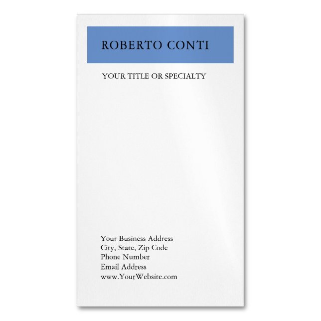 Einfach Schlichtes Minimalistisches Blau Magnetische Visitenkarte (Vorderseite Vertikal)