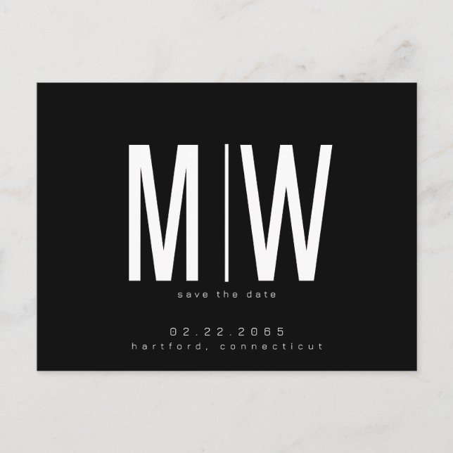 Einfach & schwach Lg. Monogramm Schwarz Save the D Postkarte (Vorderseite)