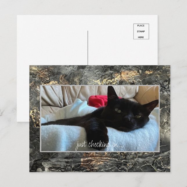 Einfach schwarz auf der Postkarte prüfen (Vorne/Hinten)