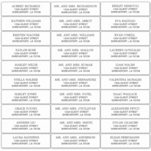 Einfach schwarz auf White Wedding Guest Address La Aufkleber