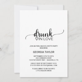Einfach Schwarz Betrunken in Liebe Junggeselinnen- Einladung