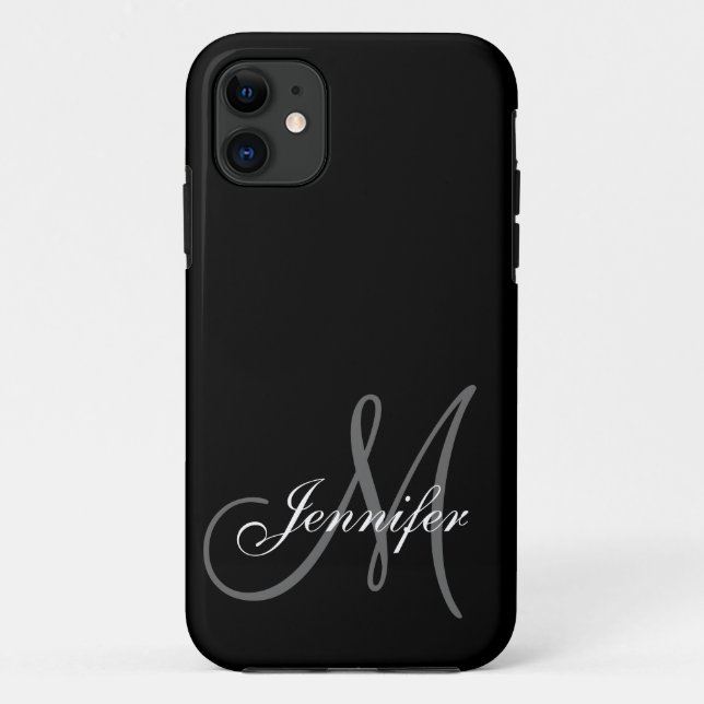 EINFACH, SCHWARZ, GRATIS IHR MONOGRAM IHREN NAMEN Case-Mate iPhone HÜLLE (Rückseite)