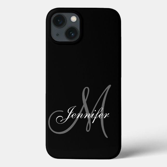 EINFACH, SCHWARZ, GRAU DEIN MONOGRAMM IHRES NAMEN Case-Mate iPhone HÜLLE (Rückseite)