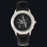 Einfach Schwarz-Grau, Personalisierte Monogramm Armbanduhr<br><div class="desc">Einfache schwarz-graue,  Personalisierte Monogramm-Uhr. Ein einfaches,  modernes Design in Schwarz und Grau,  um Ihre eigene,  maßgeschneiderte Monogramm-Uhr zu erstellen</div>
