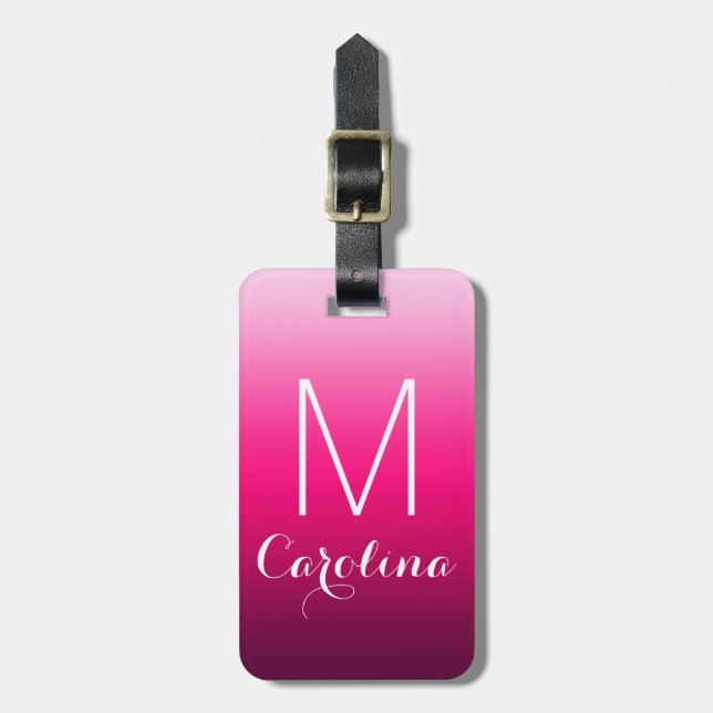 Einfach Schwarz-Rosa-Farbton Gepäckanhänger (Vorderseite vertikal)