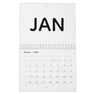 Einfach Schwarz und Weiß 2026 Kalender