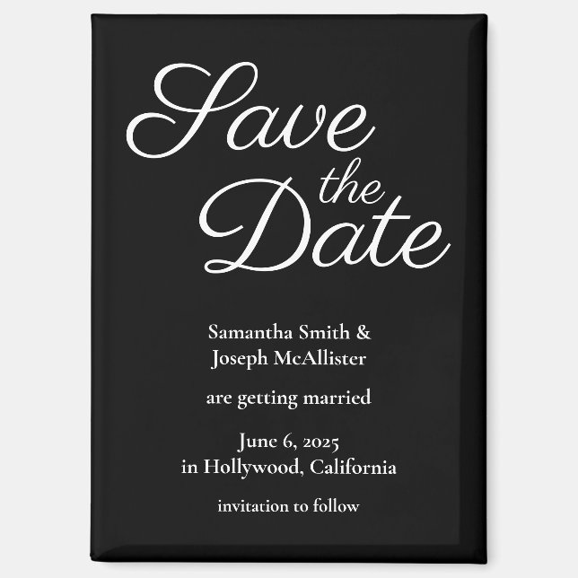 Einfach Schwarz und Weiß Save the Date Magnet (Vorderseite)