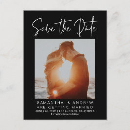 Einfach Schwarz-weiß Save the Date Ihr Foto hochla Ankündigungspostkarte