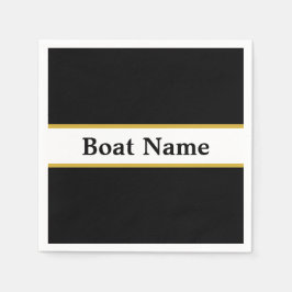 Einfach Schwarz-weiß und Gold mit Schiffsname Serviette