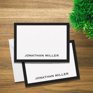 Einfach Schwarz-weißer Typografischer Name Mitteilungskarte