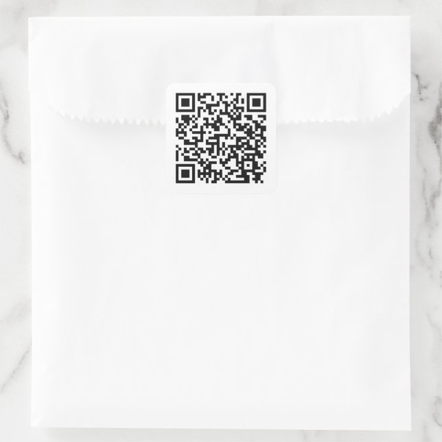 Einfach Schwarz-weißer URL QR-Code Quadratischer Aufkleber (Tasche)
