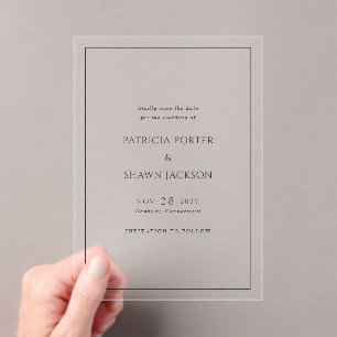 Einfach Schwarze Weiße Elegante Hochzeit Termin me Acryleinladungen