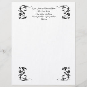 Einfach schwarzer Swirl, eleganter Letterhead Briefkopf