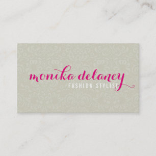 EINFACH SCRIPT TYPE DAMASK niedlich taupe pink Visitenkarte