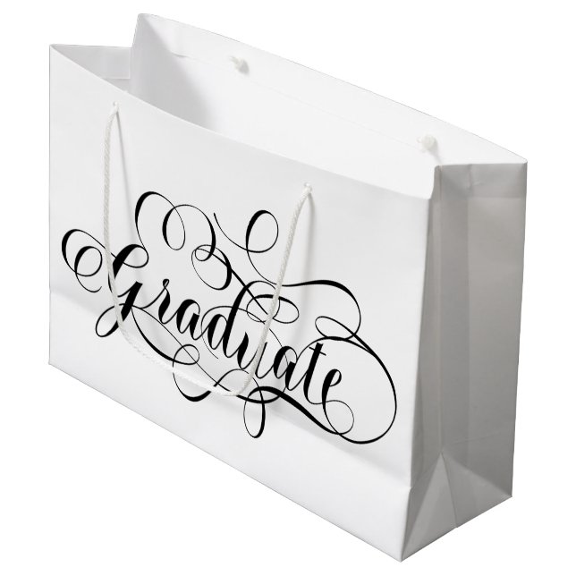 Einfach Scripted Graduate Large Gift Bag Große Geschenktüte (Vorderseite Schrägansicht)