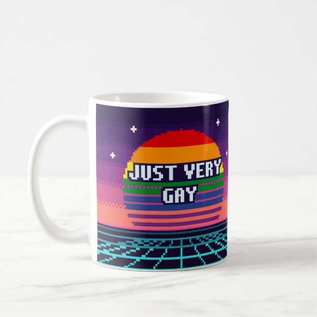 Einfach sehr schwuler Pride-Pixel-Becher Kaffeetasse (Links)