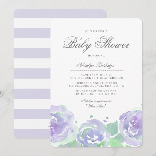 Einfach Serene Babydusche Einladung (Vorne/Hinten)