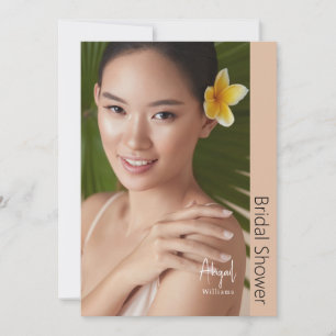 Einfach Sie moderne Braut Foto Beige Brautparty Einladung