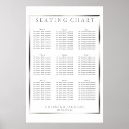 Einfach silber und weiß - 9 Sitzkarten Poster