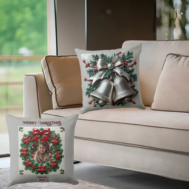 Einfach silberne Glockenwirbelkissen Kissen (Von Creator hochgeladen)