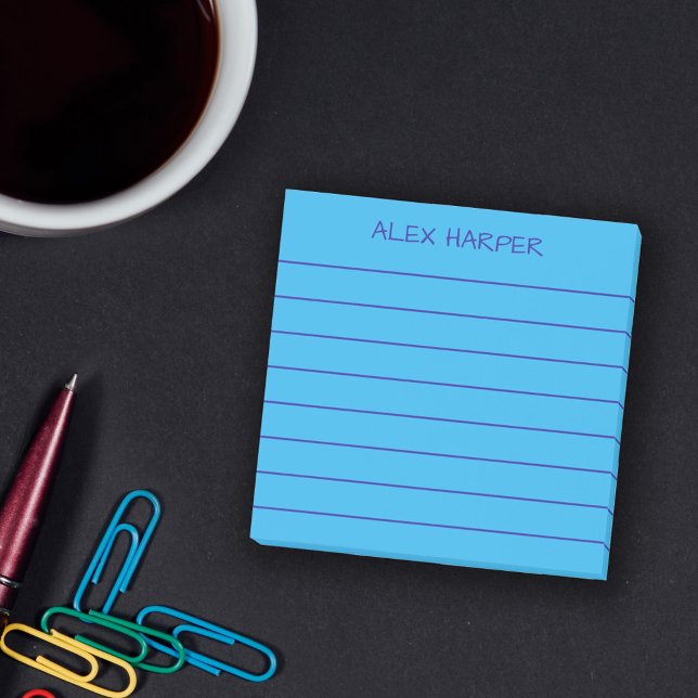 Einfach Sky Blue Add Name Lined Post-it Klebezettel (Von Creator hochgeladen)