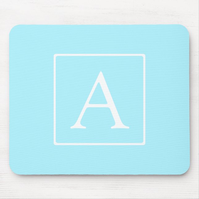 Einfach Sky Blue Monogramm Mousepad (Vorne)