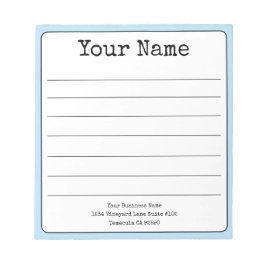 Einfach Sky Blue Retro Fügen Sie Ihren Namen Lined Notizblock