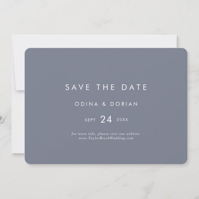 Einfach Slate Blue Gray Horizontal Save The Date (Vorderseite)
