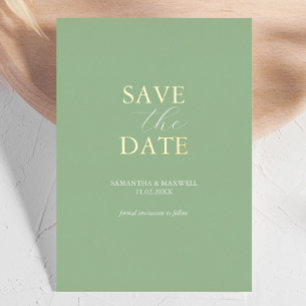 Einfach Smaragdgrün Save The Date Hochzeitsfolie E Folieneinladung