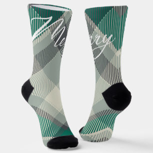 Einfach Spaß Kariert Gingham Frohe Weihnachten Url Socken