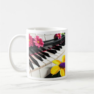 Einfach Spielen Klavier und bunte Blumen Kaffeetasse