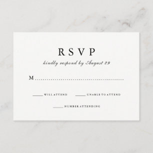 Einfach stilvoll  Black Reverse Wedding Response RSVP Karte